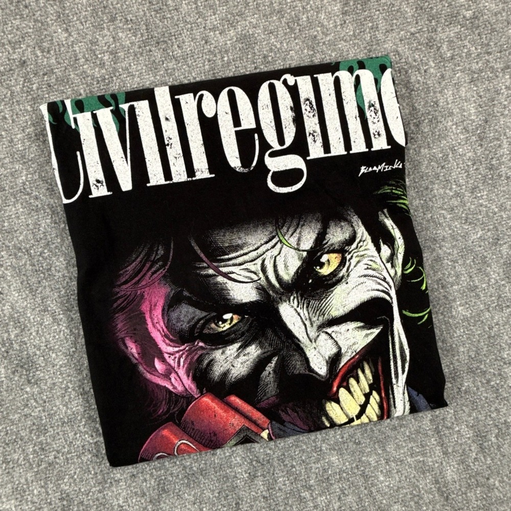 Civil Regime Batman Joker Shirt Mens M Oversized Graphic Tee DC Distressed Black
